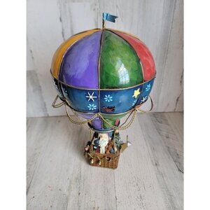 Vintage hot air balloon metal Santa music box unique home decor